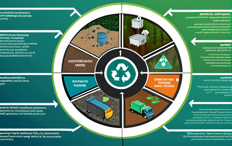 **Prompt:** A circular diagram illustrating the product lifecycle, showcasing stages from raw material extraction to waste management, with arrows indicating closed-loop processes like recycling and reuse. The color palette is eco-friendly, emphasizing green and blue tones. Include subtle icons representing each stage of the lifecycle, such as a mining truck, a factory, a distribution truck, a consumer using the product, and a recycling plant. Style: Clean, infographic style.