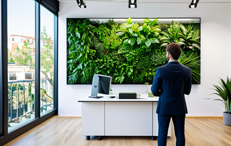 Modern Sustainable Office**

"A brightly lit, modern office space in Madrid, Spain. A consultant, fully clothed in professional attire, is presenting a sustainability strategy on a large interactive display. Green plants are visible throughout the office. The atmosphere is collaborative and focused. safe for work, appropriate content, professional, perfect anatomy, correct proportions, well-formed hands, natural pose, high quality."

**